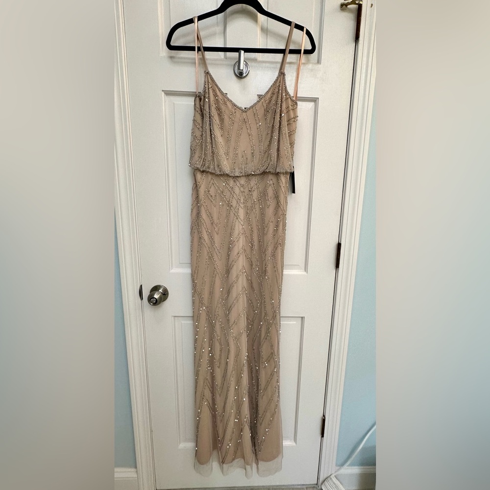 Adrianna Papell Cream Beaded Formal Dress NWT